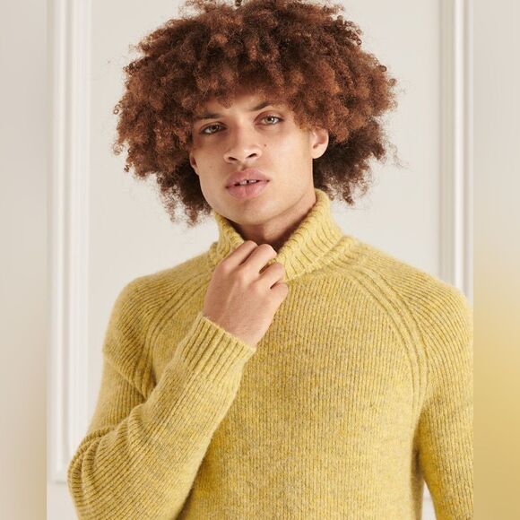 Superdry Men's Mustard Turtleneck Sweater - Picture 1 of 9
